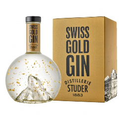 Swiss Gold Gin in Matterhornflasche mit Goldflitter 70cl