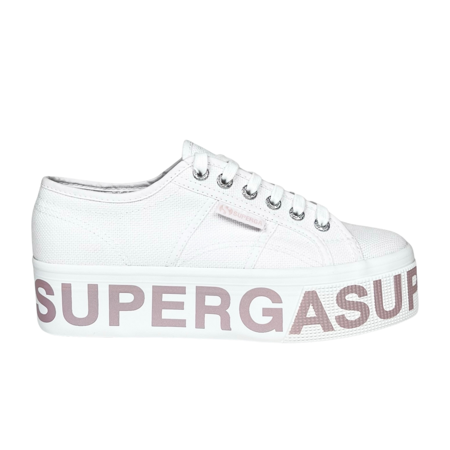 Superga 2790 Platform Lettering Opalescent Bianca Sneakers donna