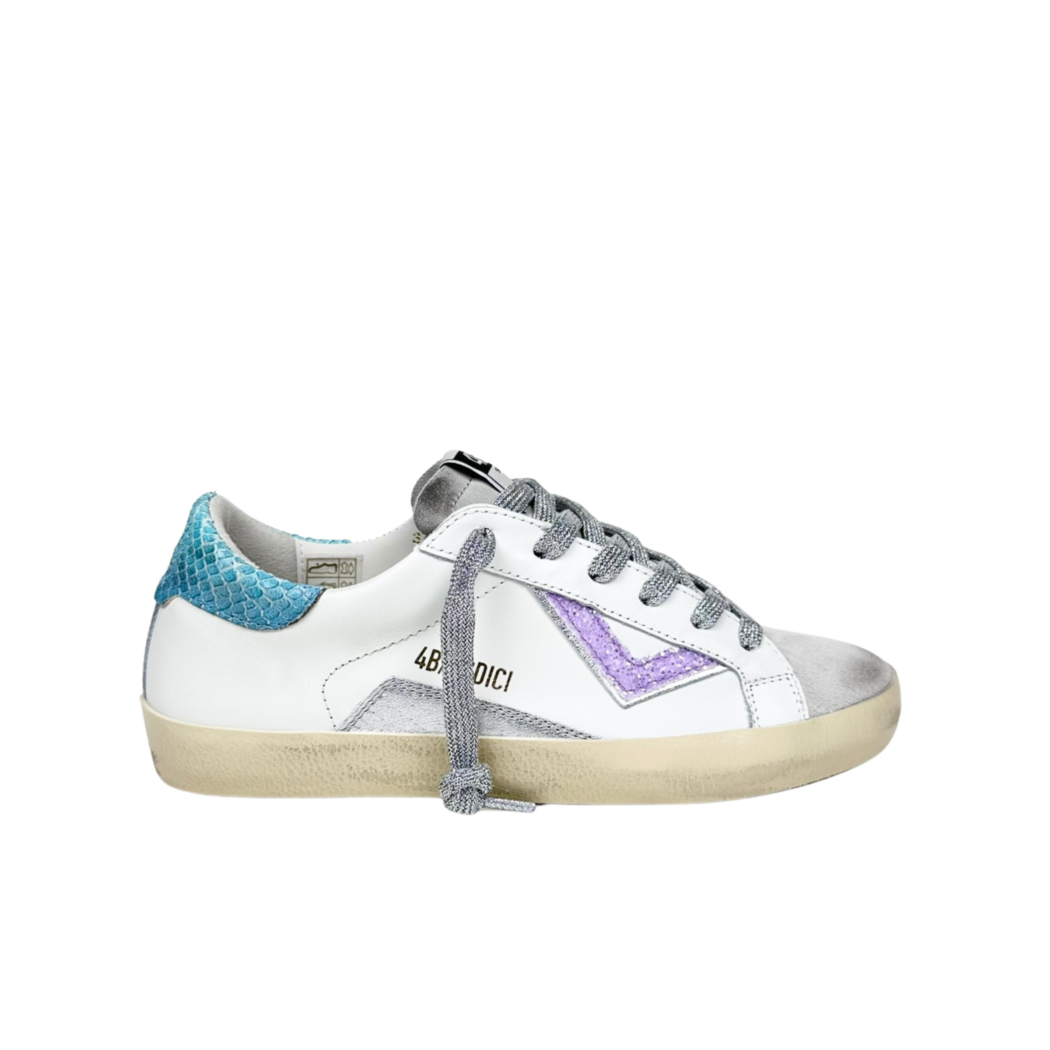 4B12 Suprime Bianco Lilla Smeraldo Sneakers Donna