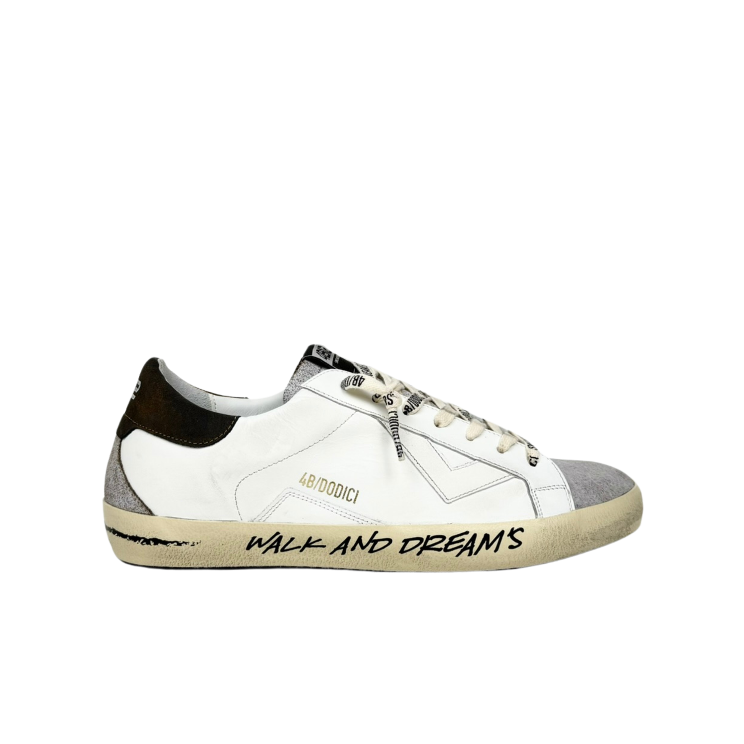 4B12 Suprime Bianca Marrone Sneakers Uomo