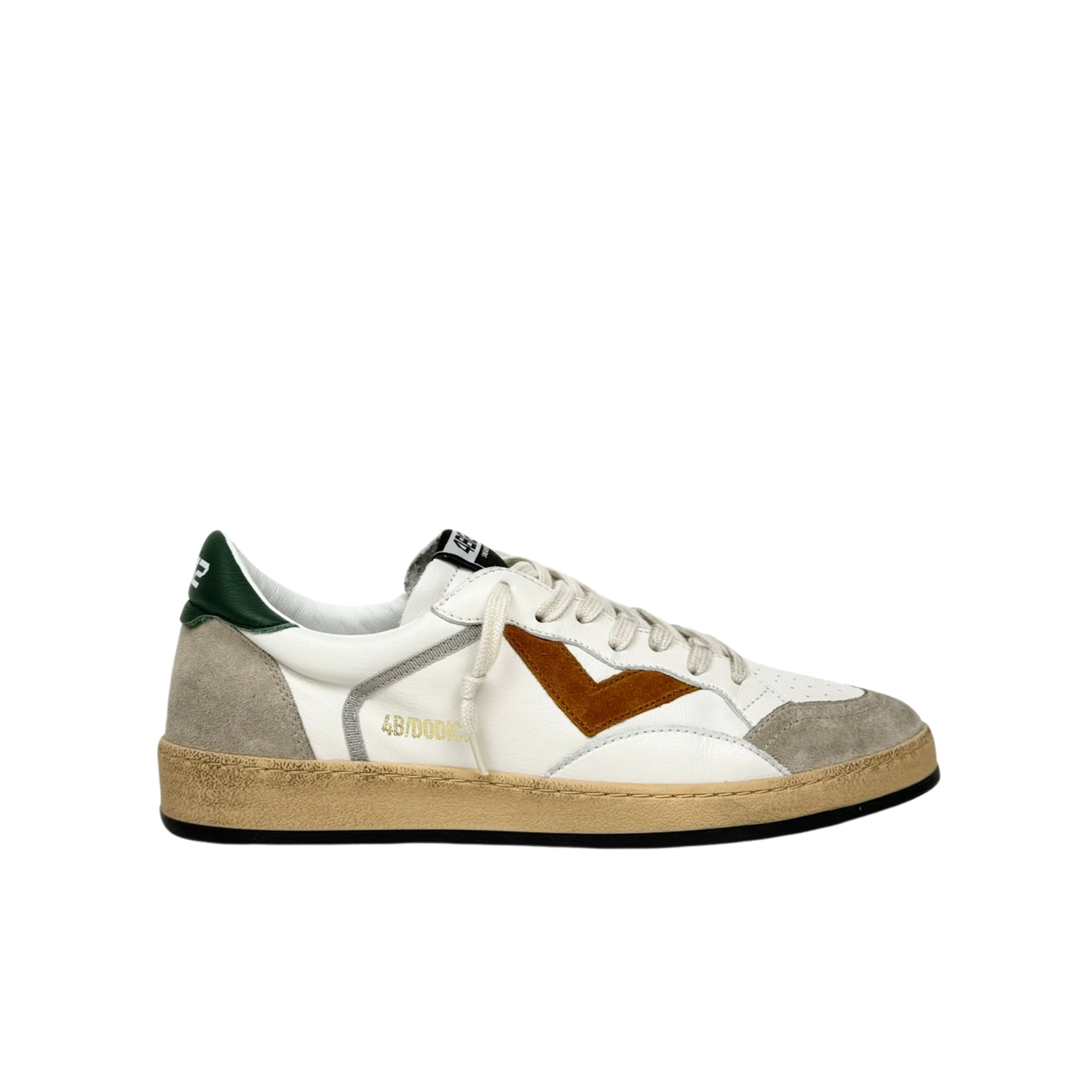 4B12 Play New Bianca Verde Cuoio Sneakers Uomo