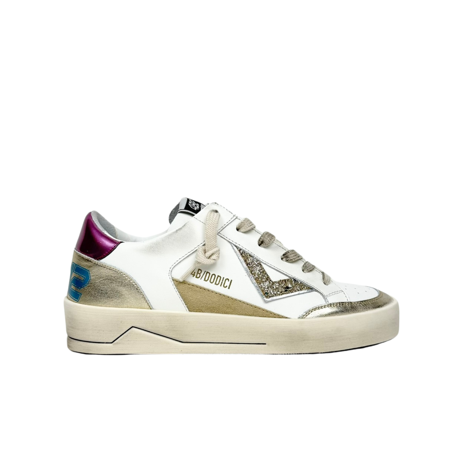 4B12 Kyle Bianco Oro Viola Sneakers Donna