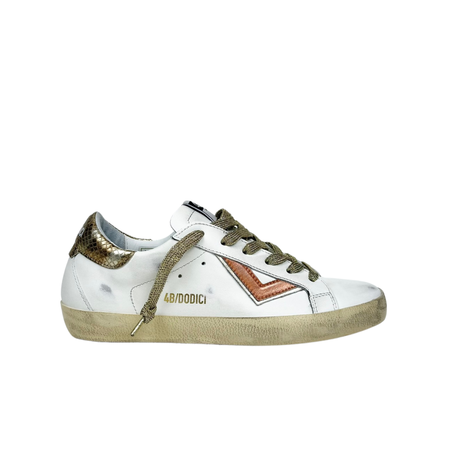 4B12 Suprime Bianco Bronzo Rosa Sneakers Donna