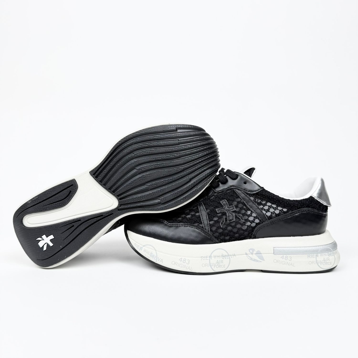 スニーカー PREMIATA Women Sneakers CASSIE VAR 7389 Black Premiata Cassie 7389 sneaker in black and silver leather and