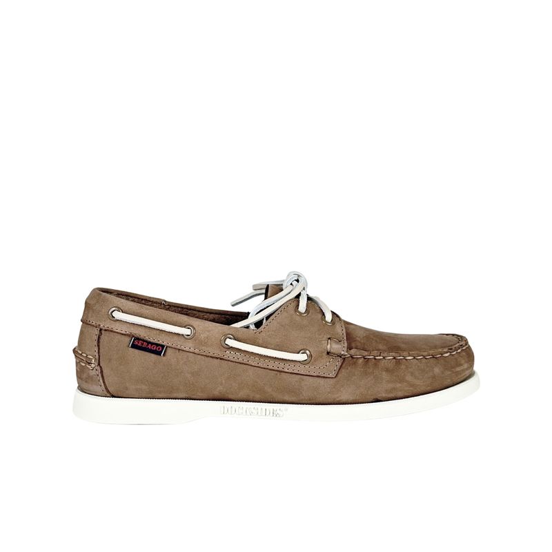 Sebago Docksides Portland Nubuck Taupe Scarpa da Barca - Vela Uomo Sebago Docksides Portland Nubuck Taupe Scarpa da Barca - Vela Uomo