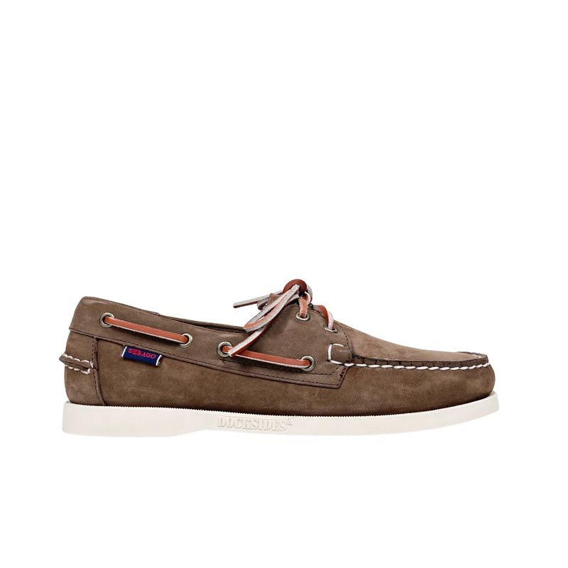 Sebago Docksides Portland Nubuck Dk Brown Scarpa da Barca - Vela Uomo