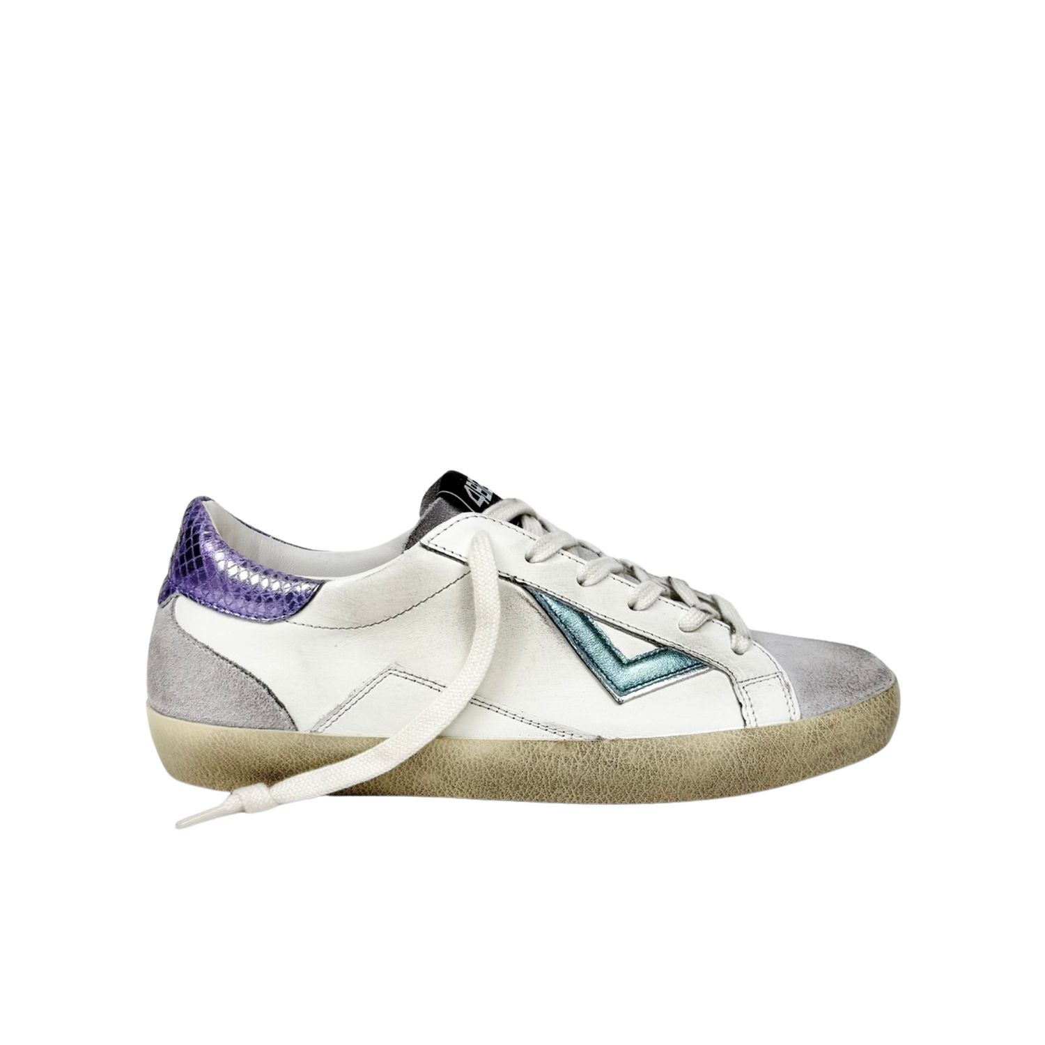 4B12 Suprime Bianco Lilla Smeraldo Sneakers Donna