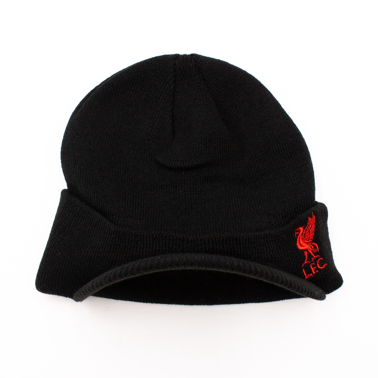 Liverpool FC Peaked Beanie Hat, Size: Adult, Colour: Black