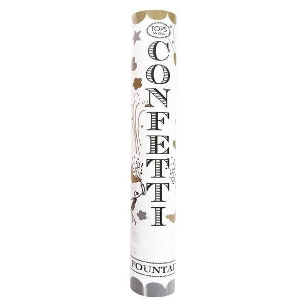 Confetti Fountain Gold White &amp; Silver
