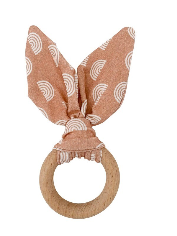 Crinkle Bunny Ears Teether- Neutral Rainbow