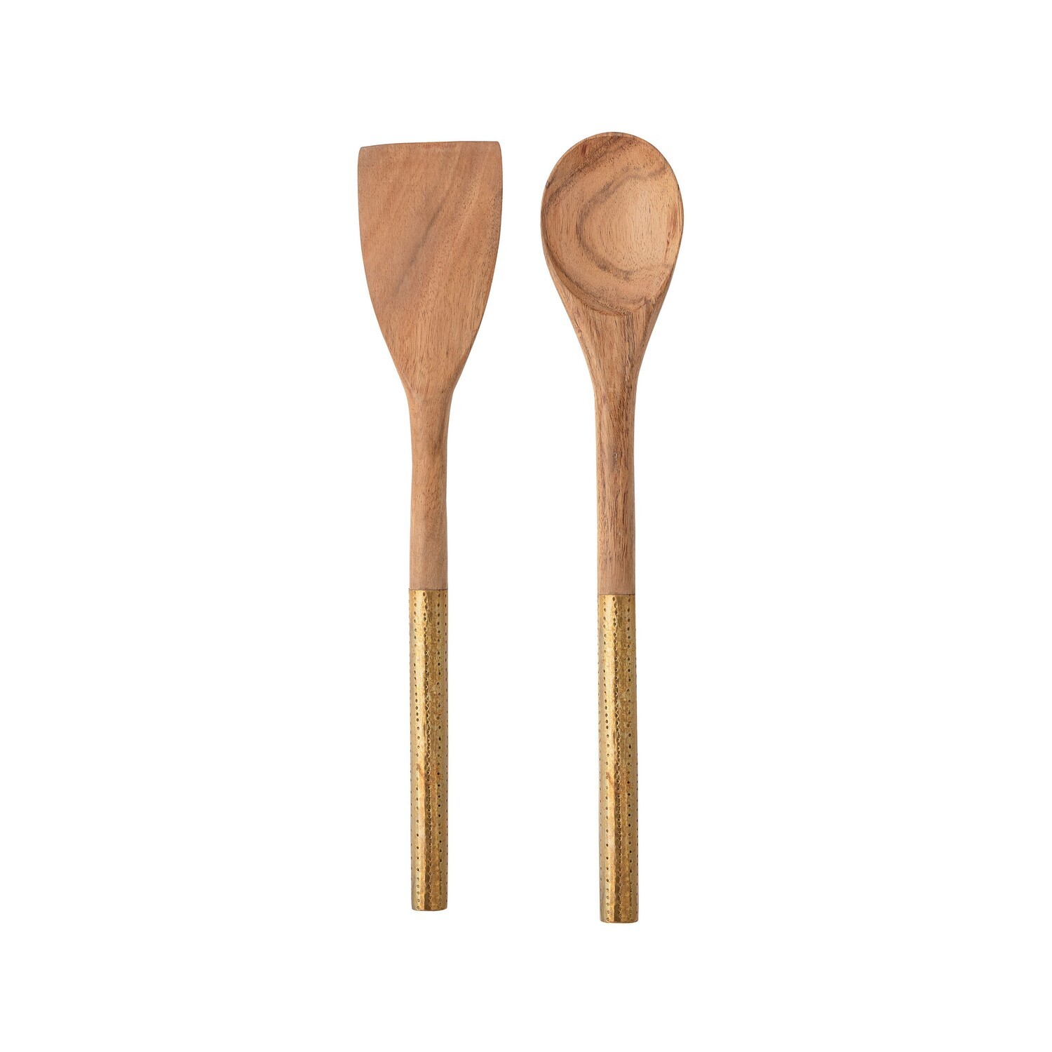 Wood Utensils w/Brass Handles