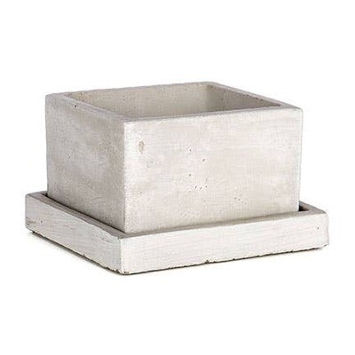 Square Cement Planter with Det. Saucer Square Cement Planter with Det. Saucer