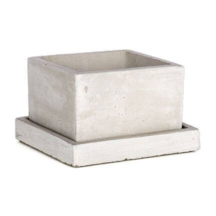 Square Cement Planter with Det. Saucer