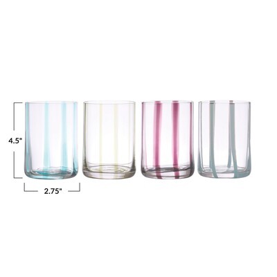 12 oz. Hand-Painted Drinking Glass w/ Stripes