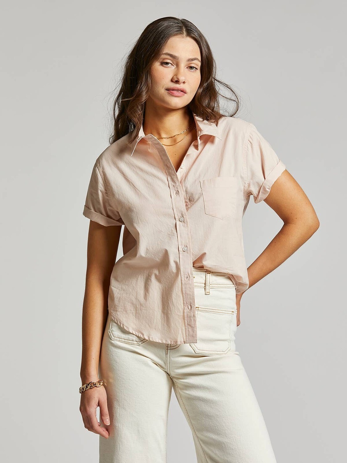 Cuffed Sleeve Button Up - Rene Top