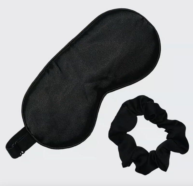 Satin Eyemask &amp; Sleep Scrunchie Set - Black
