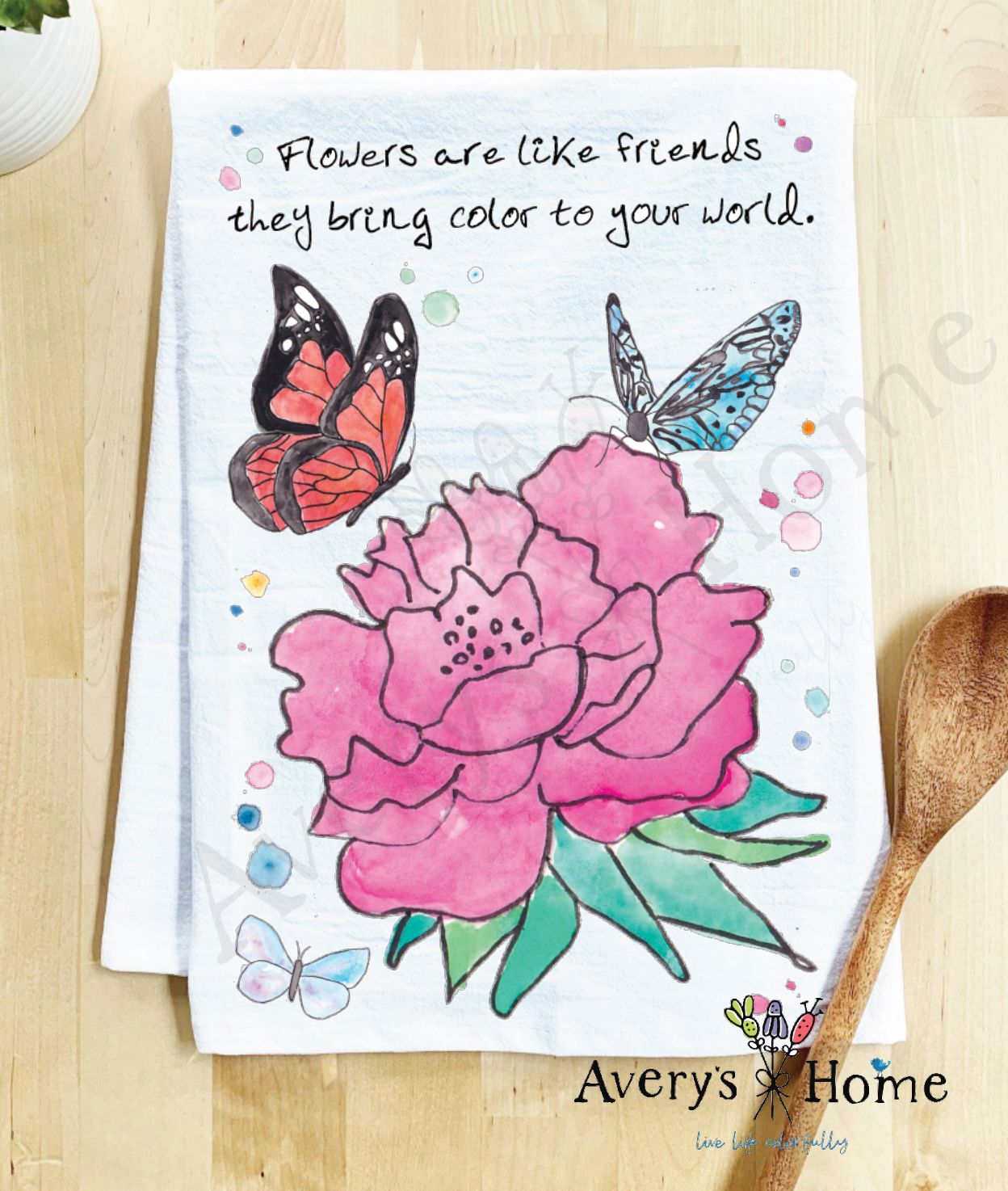 Friends are like Flowers Gardener Gift Peony Kitchen Towel