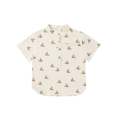 Short Sleeved Mason Shirt - Sailboats