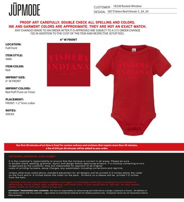 Fishers Red Onesie