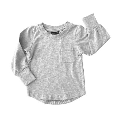 Long Sleeve Pocket Tee - Grey: 5-6T