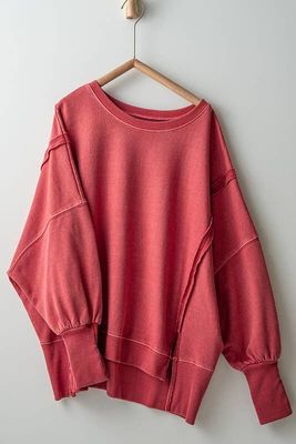 ORGANIC PIGMENT WASHED SWEATSHIRT TOP : TOMATO CREAM