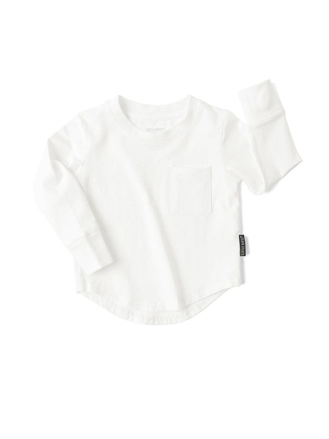 Long Sleeve Pocket Tee - White: 7Y