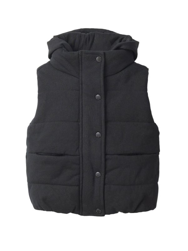 Hooded Puffer Vest - Black: 5-6T