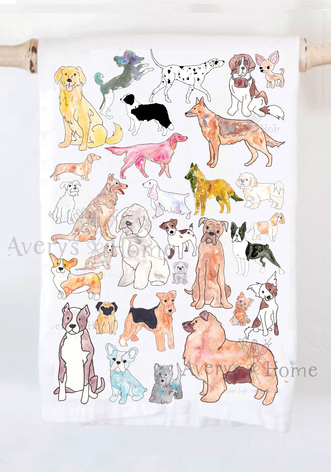 Different Dog Breeds Kitchen Dish Towel