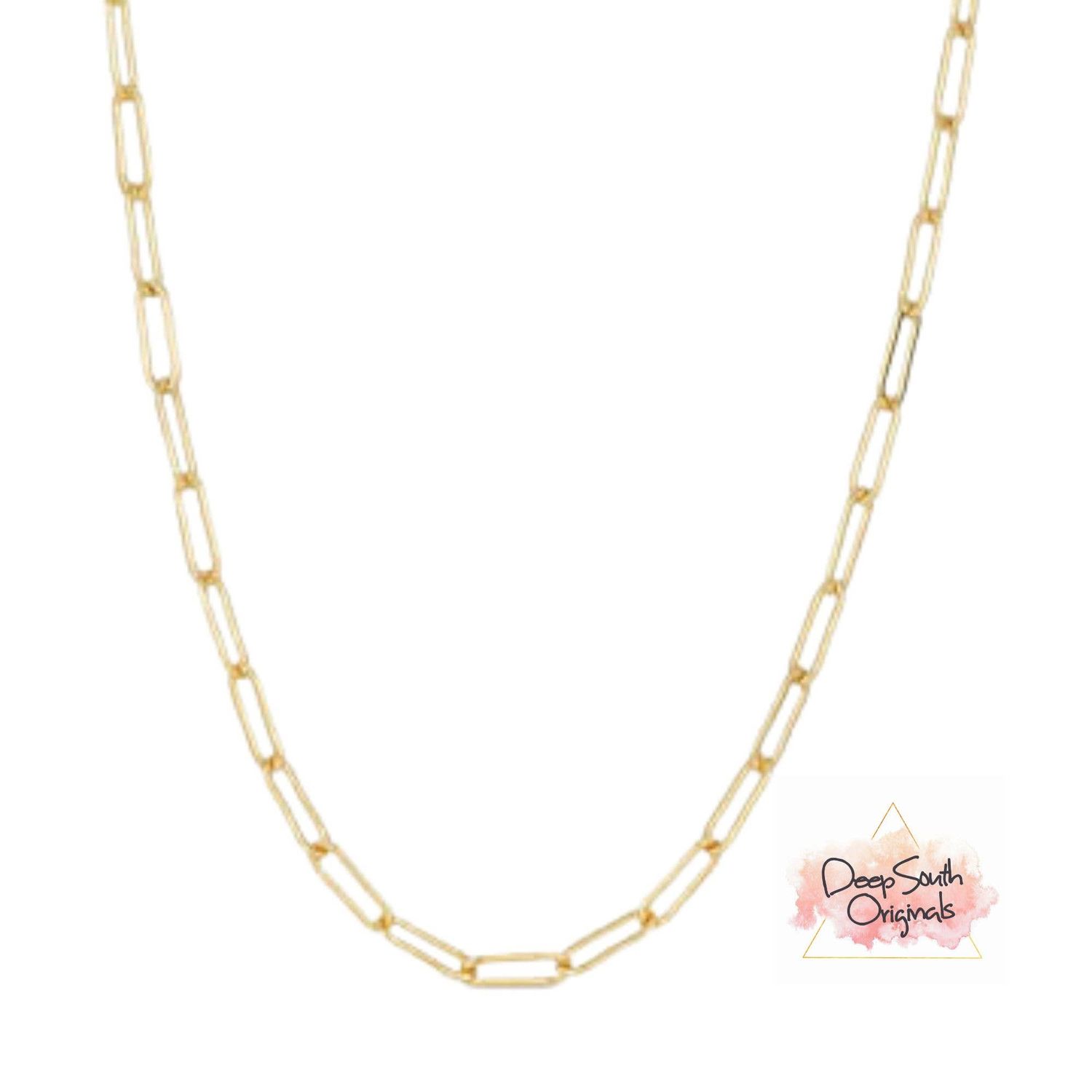 Carla Chain ~ 18k GP Paperclip Chain (Waterproof)
