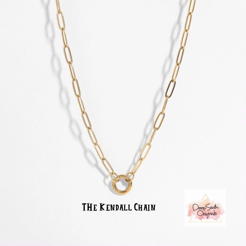 Kendall Chain ~ 18k GP Paperclip Chain with Charm Holder