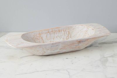 Distressed White Dough Bowl, Large Distressed White Dough Bowl, Large