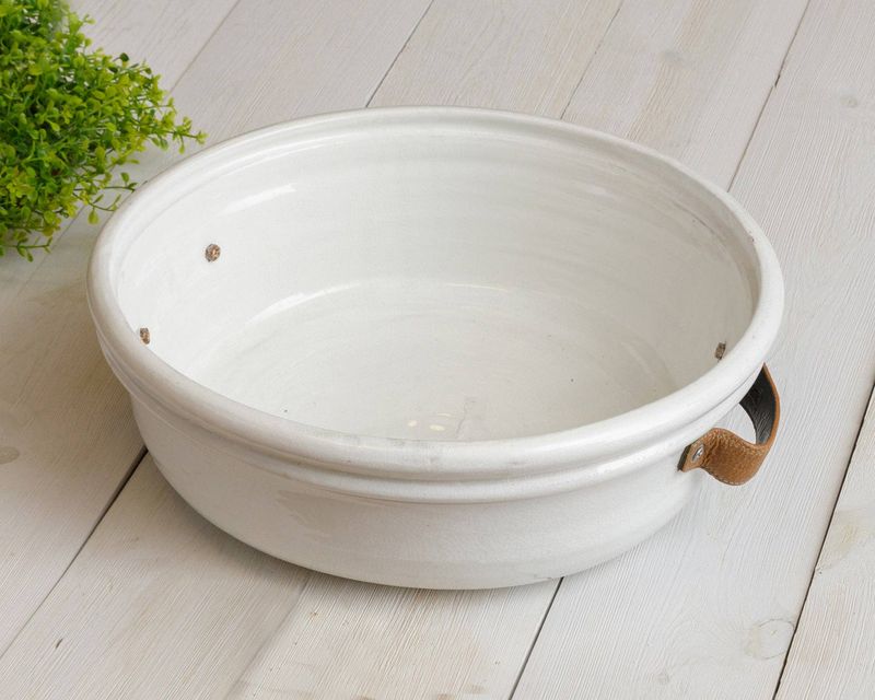 Pottery - Bowl With Leather Handles