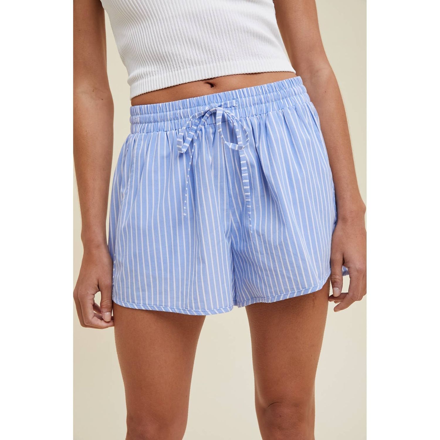 DOLPHIN HEM STRIPED BOXER SHORTS, Color: D.BLUE/WHITE, Size: S