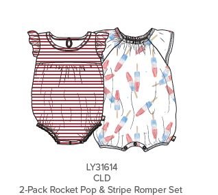 2 Pack Rocket Pop Romper, Size: 12 Months, Color: Cloud
