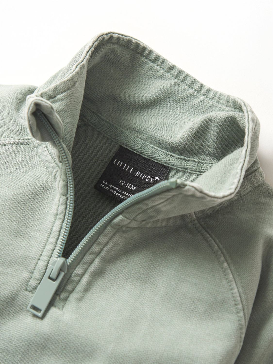 Quarter Zip Pullover - Basil Wash, Size: 12-18M