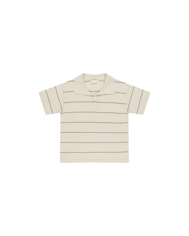 CHANDLER KNIT POLO || BLUE STRIPE