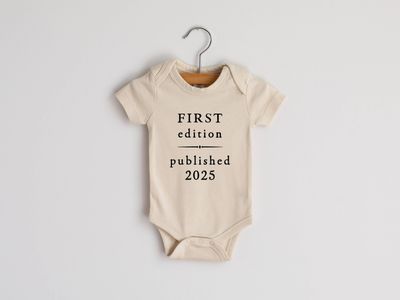 Cream First Edition 2025 Book Style Organic Baby Bodysuit