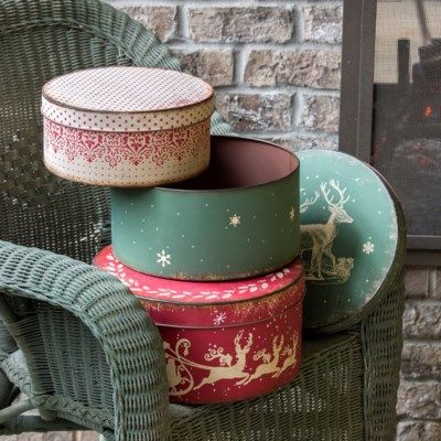 Vintage Metal Hat Box