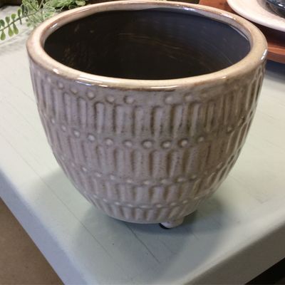 Pot Ceramic 3 footed Grey