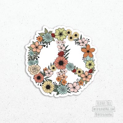 Floral Peace Sign Sticker