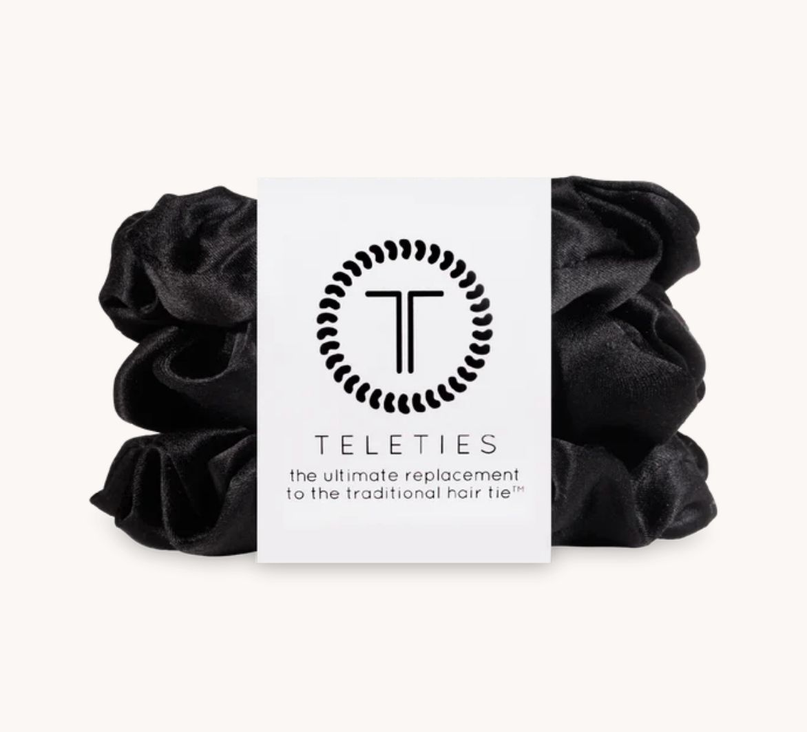 Teleties Srunchie- Large- 3 Pack- Jet Black (Black)