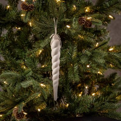 8.25&quot; WHITE FLOCKED ICICLE ORNAMENT