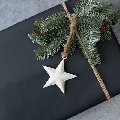 4&quot; WHITE METAL STAR ORNAMENT