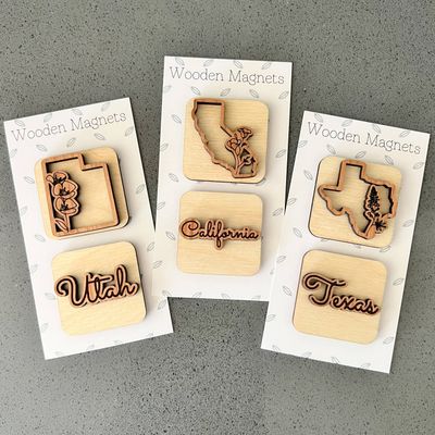 State Magnets - Wooden State Gifts