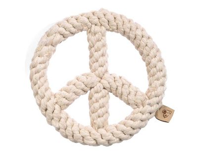Jax &amp; Bones Peace Sign Rope Dog Toy White 7&quot;