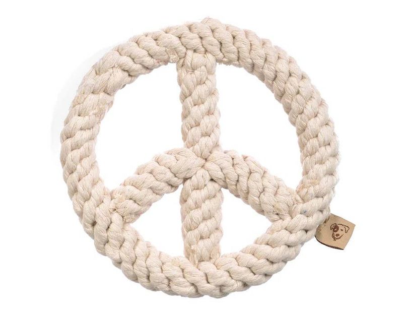 Jax &amp; Bones Peace Sign Rope Dog Toy White 7"