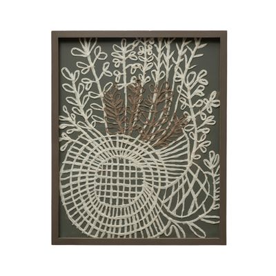 Wood Mixed Material Botanical Wall Art
