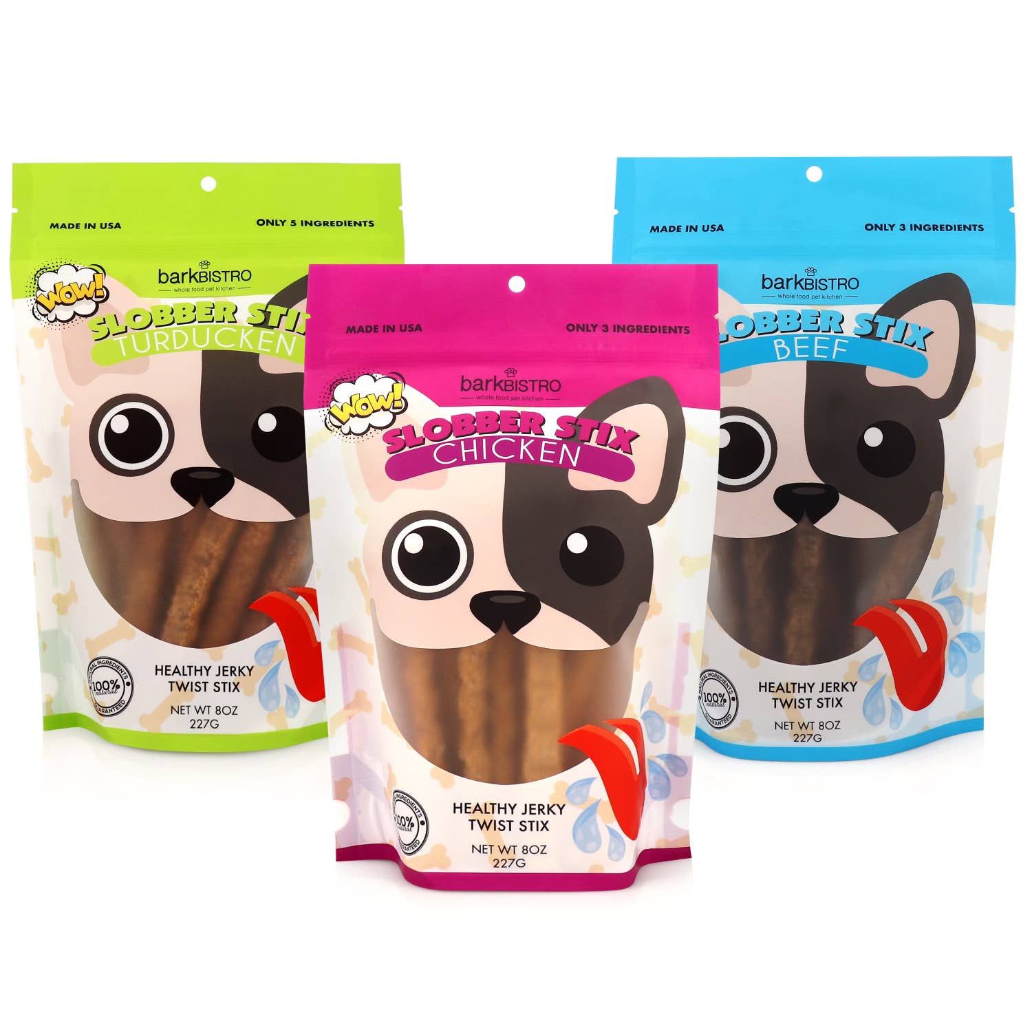 Dog Jerky Mix-N-Match -Beef, Chicken,  &amp; Turducken 12 pack