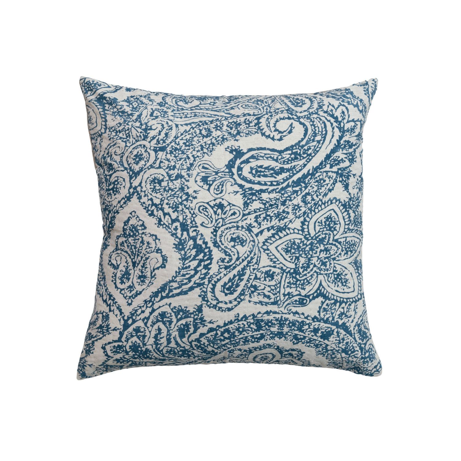 Blue Printed Patterned Polyester 20 in. x 20 in. Throw Pillow