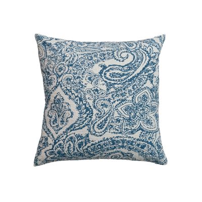 Blue Printed Patterned Polyester 20 in. x 20 in. Throw Pillow